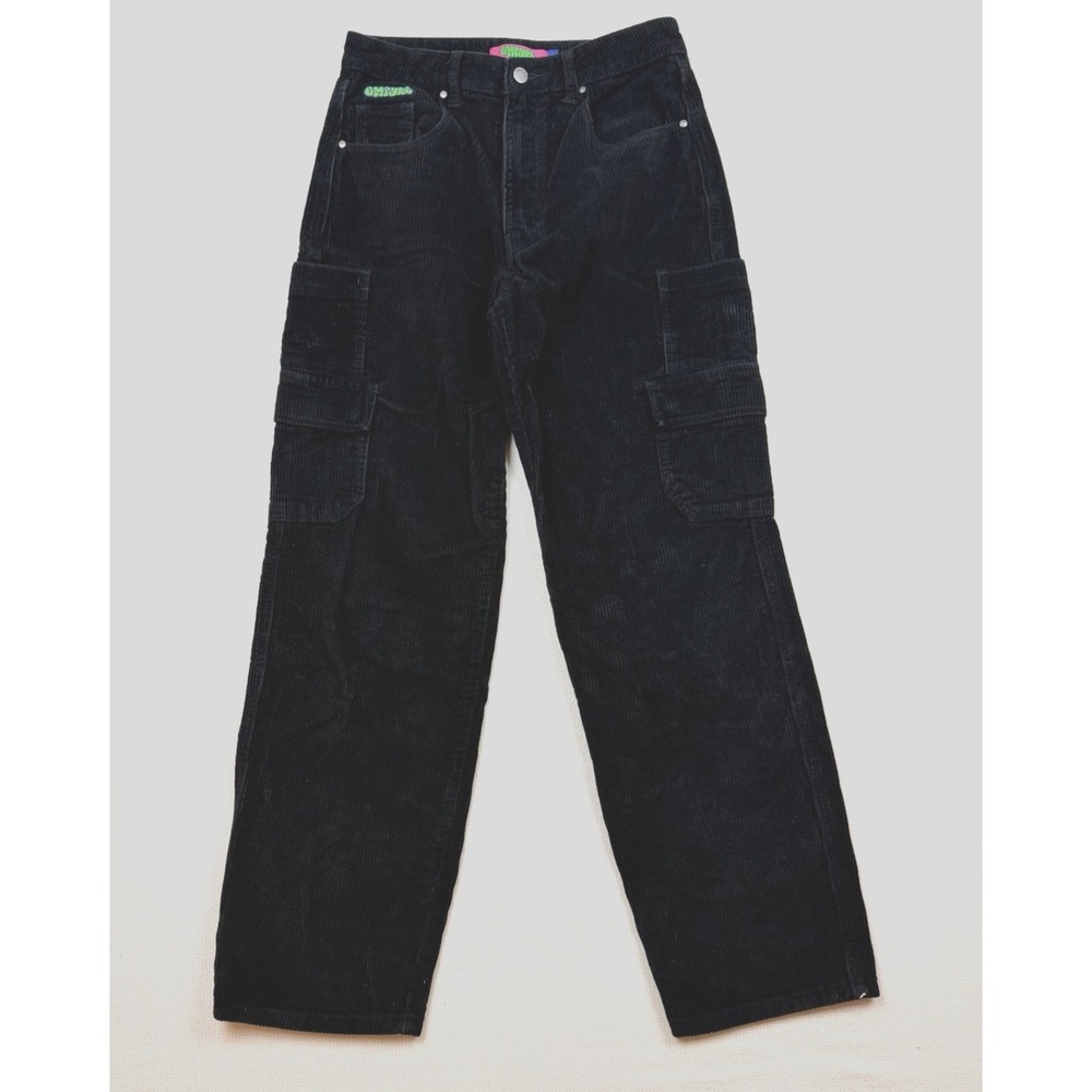 Empyre Women's Size 6 Black Corduory Tori Baggy 29x29.5 Cargo Pants Straight Leg